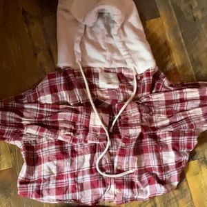 Flannel crop top hoodie
